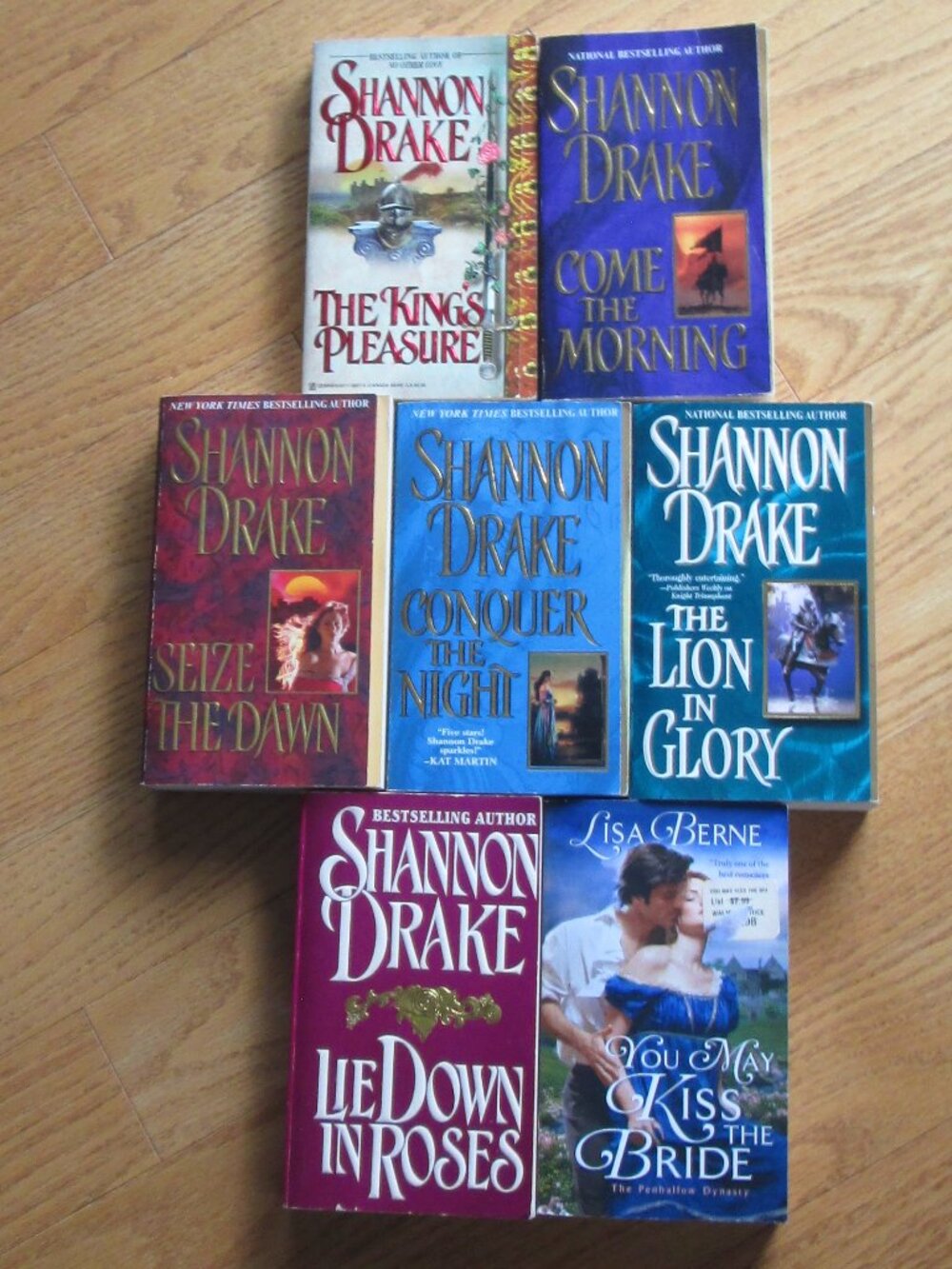 6 books by Shannon Drake - Seize the Dawn, Lie Down in Roses, King's Pleasure